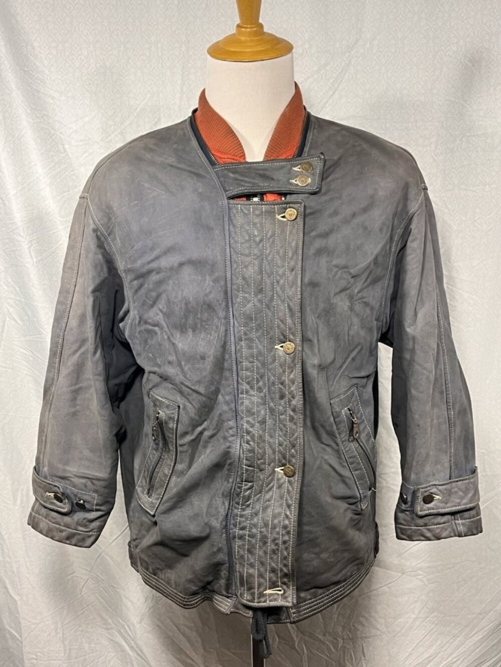 Vintage GUESS by Georges Marciano Leather Moto Jacket Distressed Archive L